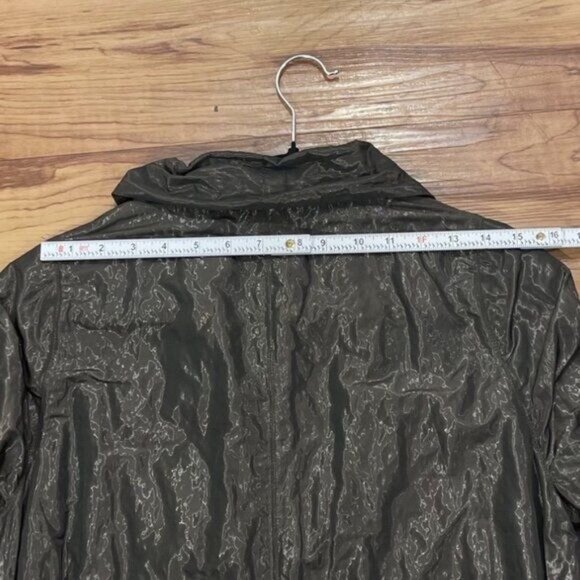 Carlisle Women’s 6 Metallic Brown Crinkle Flare Jacket Long Sleeve Button Down - Picture 9 of 10